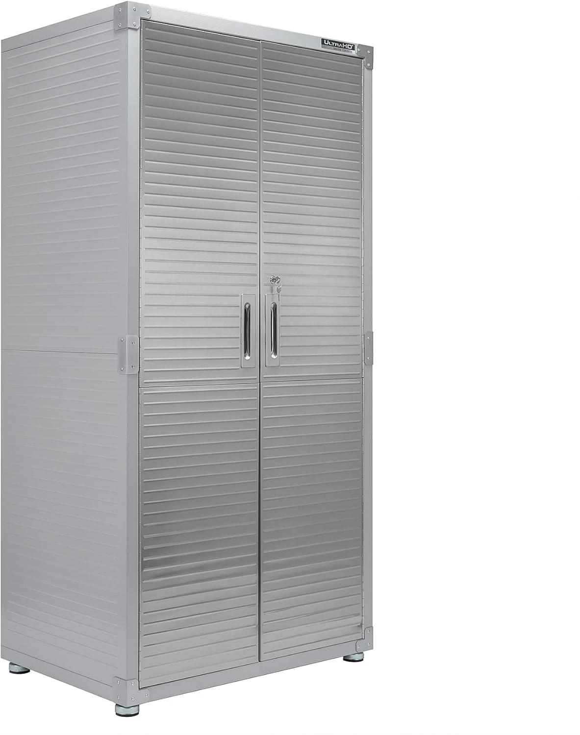 Seville Classics UltraHD Steel 2-Door Lockable Garage Storage Cabinet, 36 x 24 x 72, Granite Gray