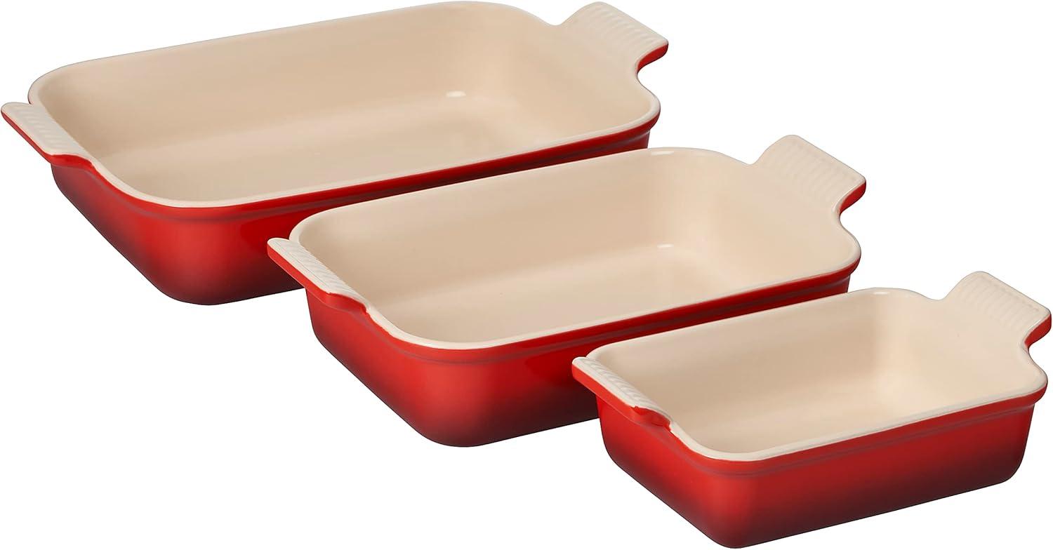 Cerise Red Stoneware Non-Stick Rectangular Baker Dish Set