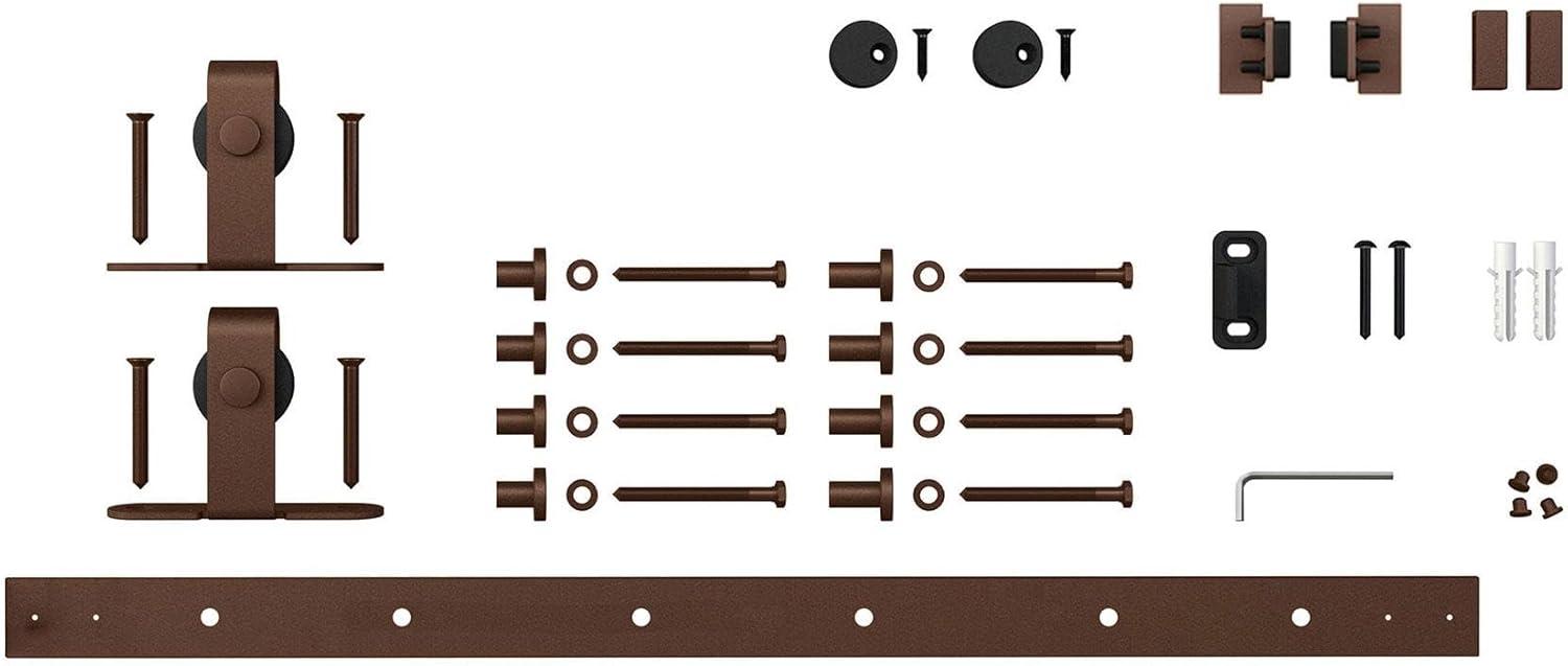 American Pro Decor Solid Steel Mini Sliding Rolling Barn Door Hardware Kit for Single Wood Doors