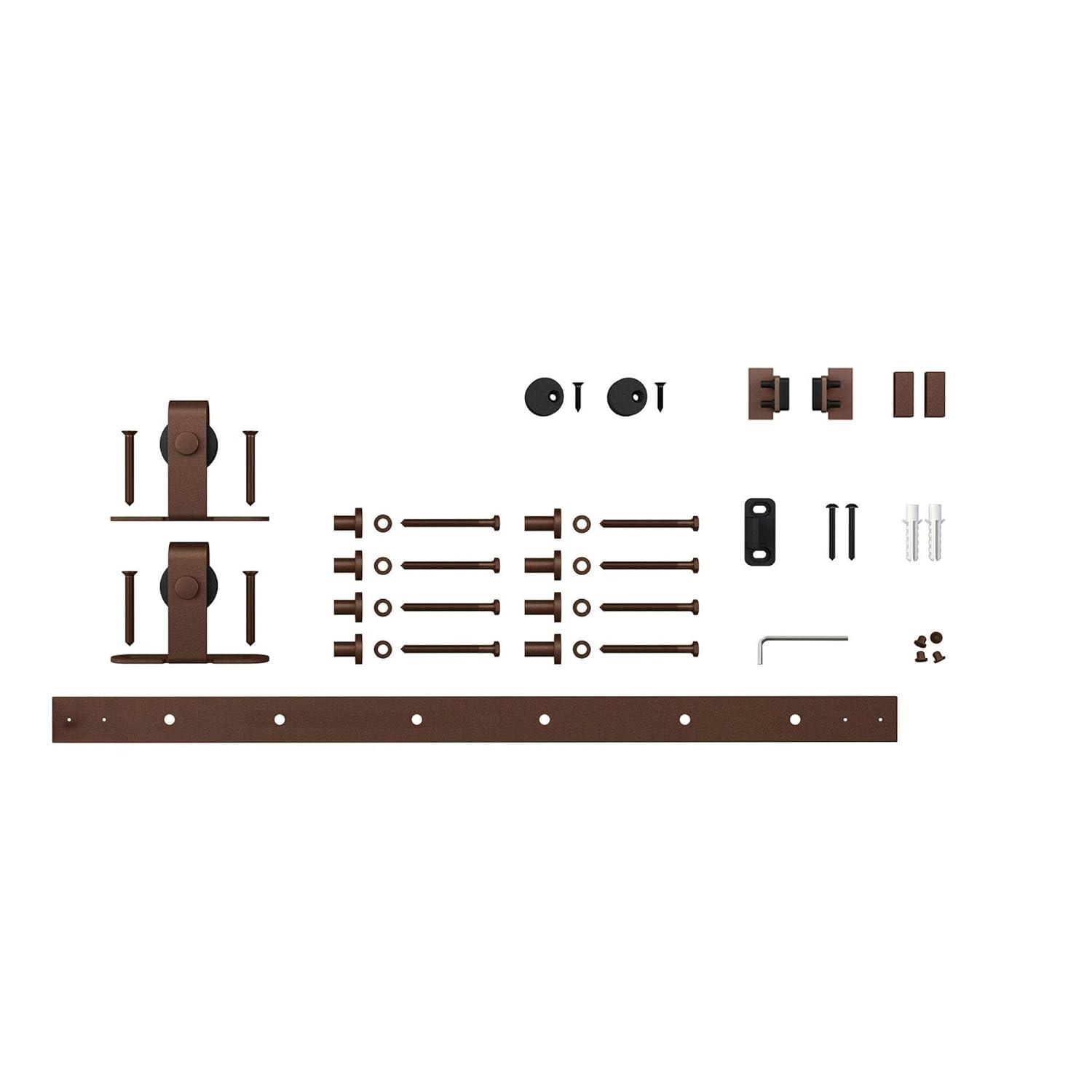 American Pro Decor Solid Steel Mini Sliding Rolling Barn Door Hardware Kit for Single Wood Doors