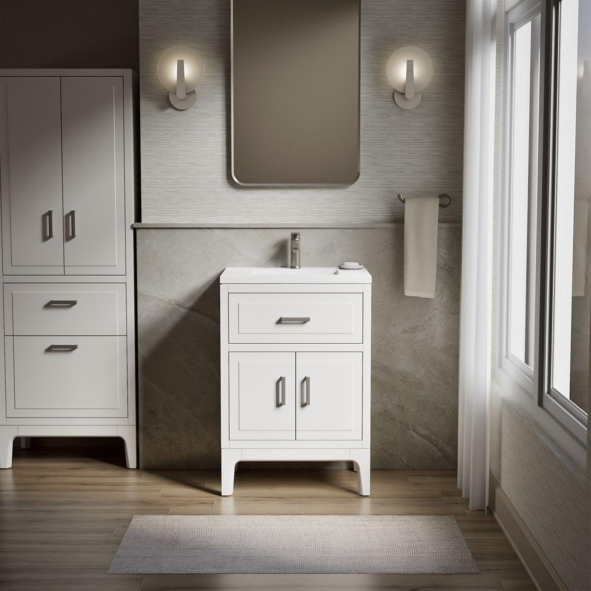 Seer 24" Freestanding Single Bathroom Vanity Cabinet with Sink and Quartz Top