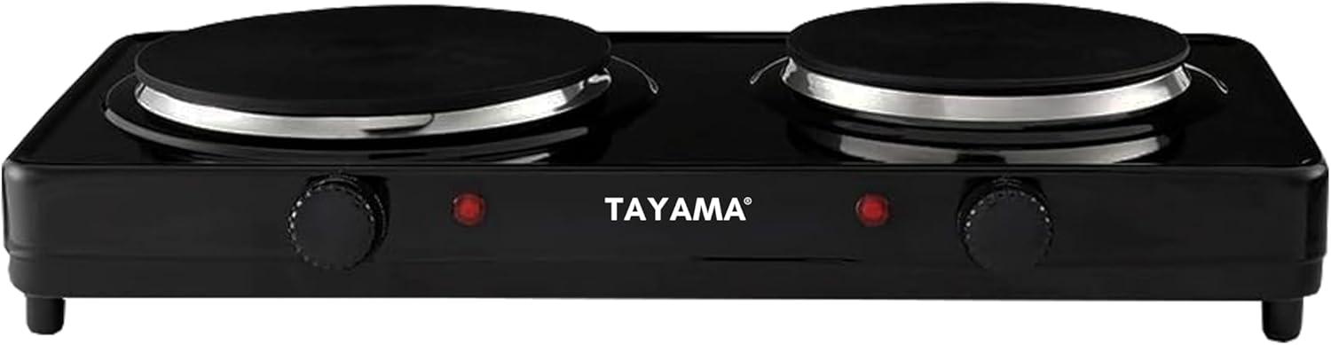 Tayama  Dual Burner Diecast Hot Plate with Temperature Controls, Black