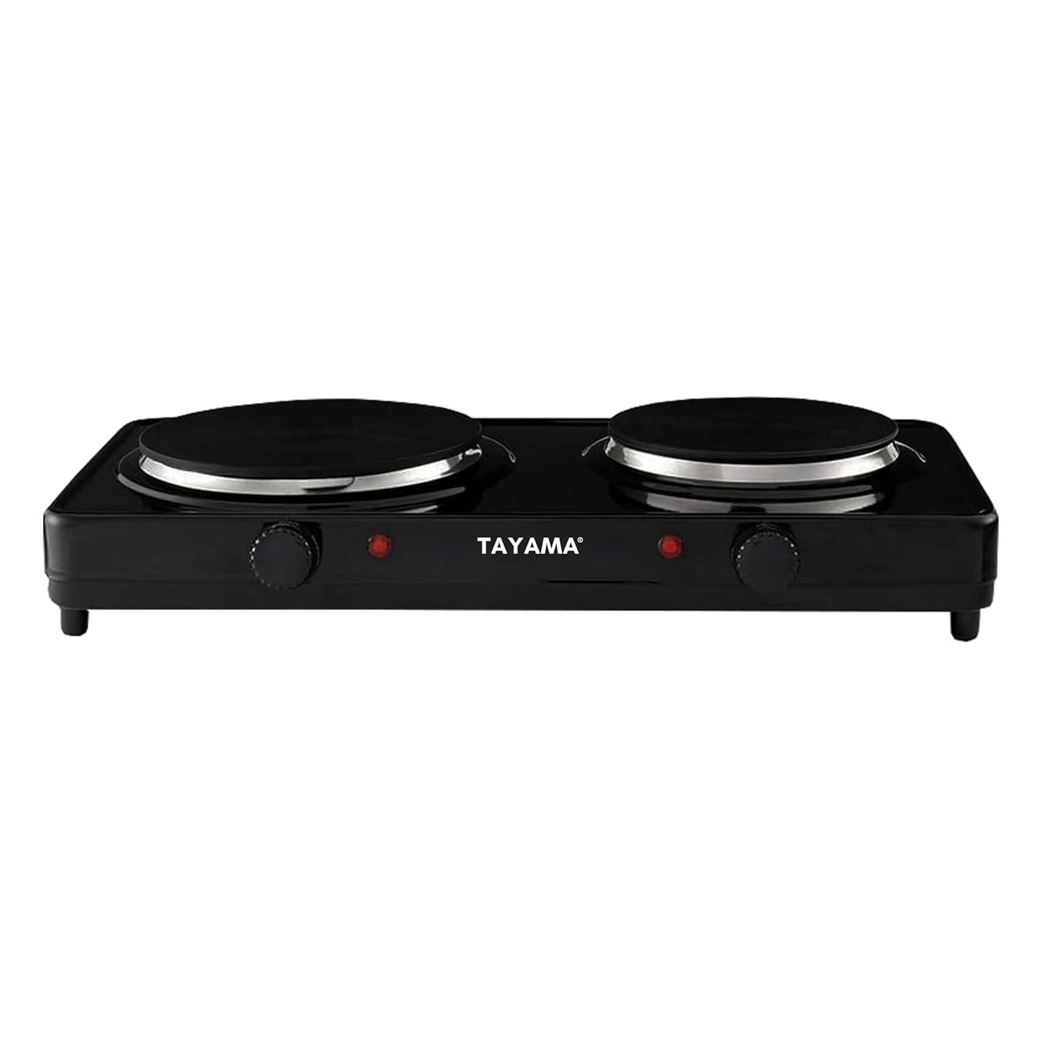 Tayama  Dual Burner Diecast Hot Plate with Temperature Controls, Black