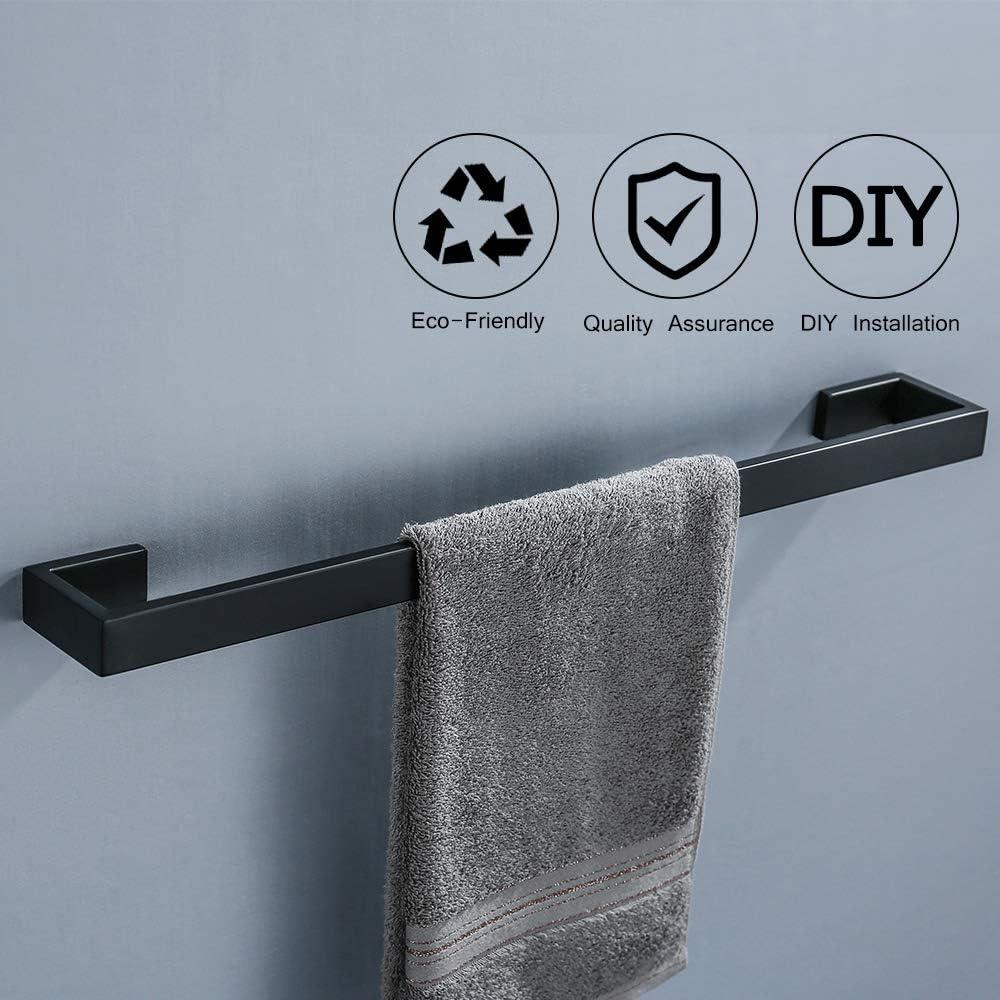 Bathroom Hardware Accessories Set, Matte Black 4-Piece Bathroom Hardware Set including Towel Bar,Towel Holder, Toilet Paper Holder, Towel Hook,Stainless Steel Bath Towel Bar Set