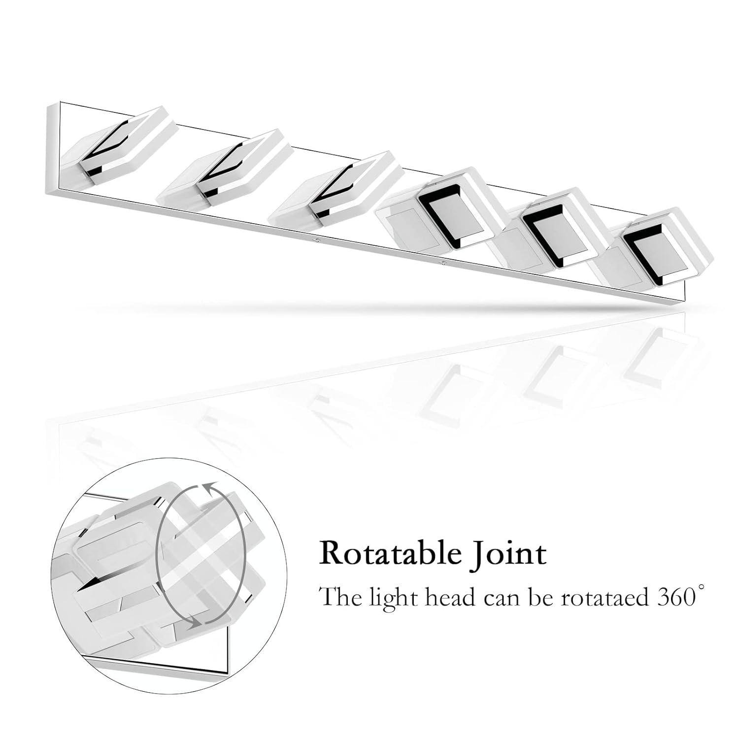 Ralbay Modern 6 Light Vanity Light Chrome Bathroom Vanity Lighting Fixtures Over Mirror Acrylic Up and Down Chrome Bathroom Wall Mounted Lights