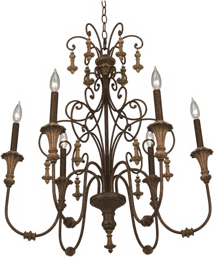 Bronze Beige 6-Light Rustic French Chandelier