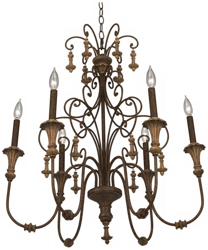 Bronze Beige 6-Light Rustic French Chandelier