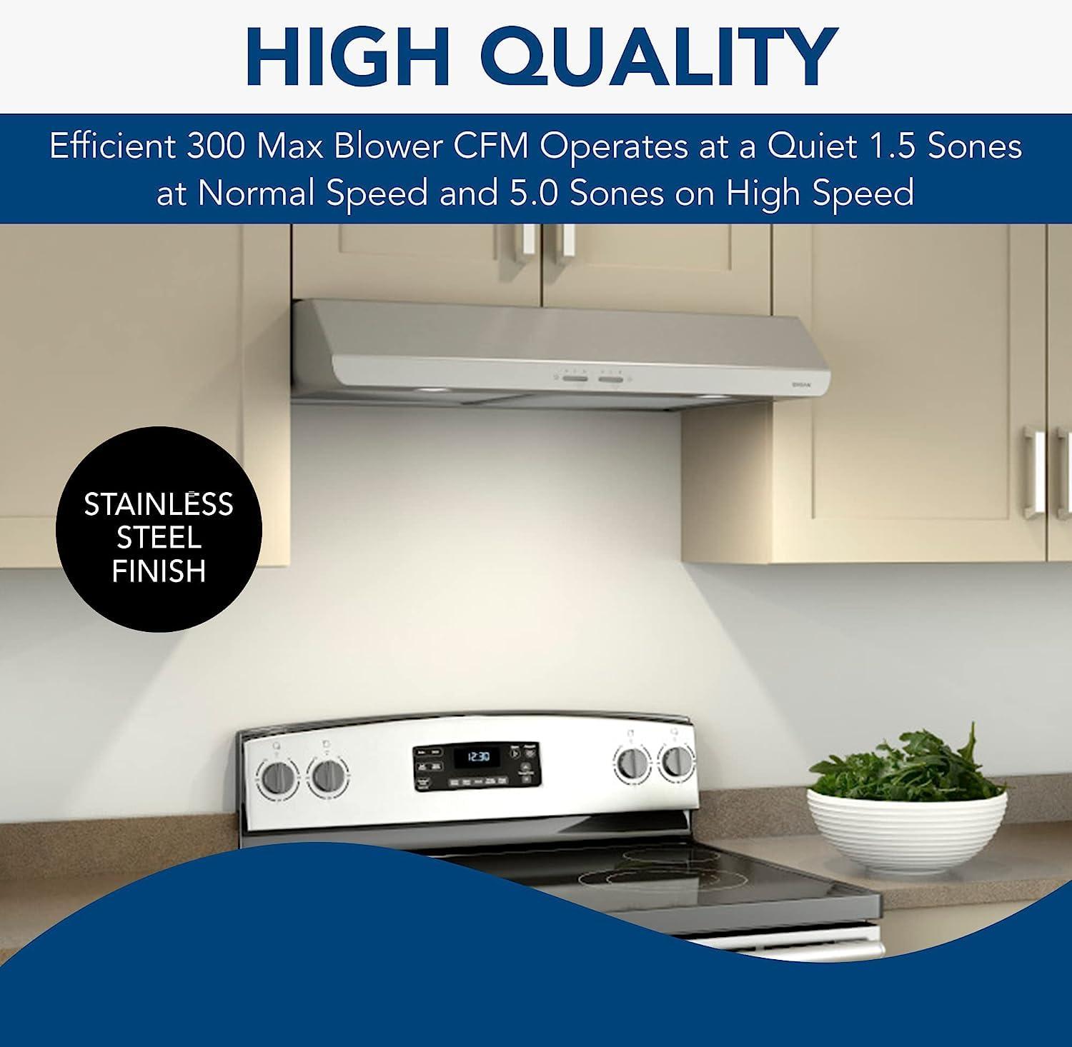 Broan NuTone Broan NuTone 30" Steel 250 CFM Convertible Under Cabinet Range Hood with Mesh Filter BKSH130SS