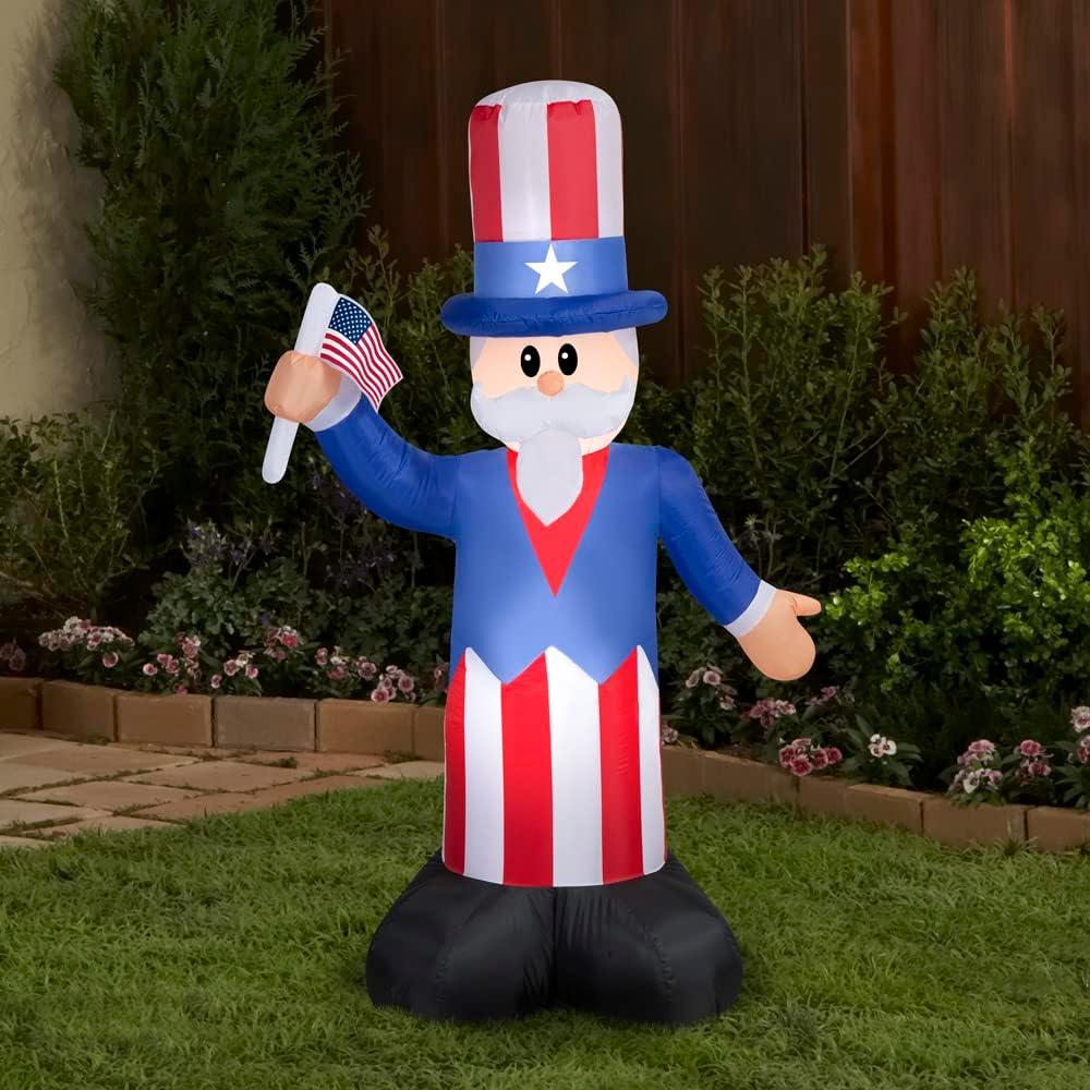 5 ft Patriotic Red White and Blue Inflatable Uncle Sam