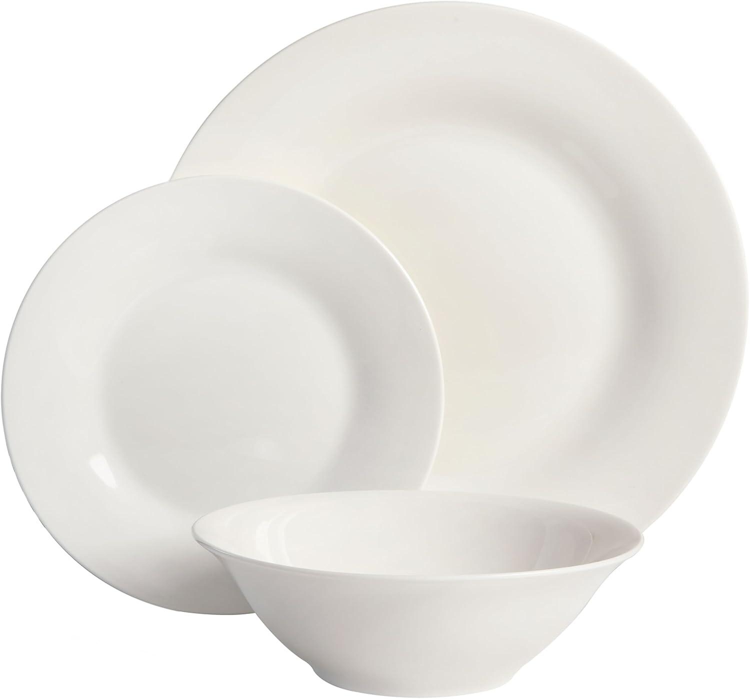 Everyday Round 12-Piece Dinnerware Set, White Porcelain