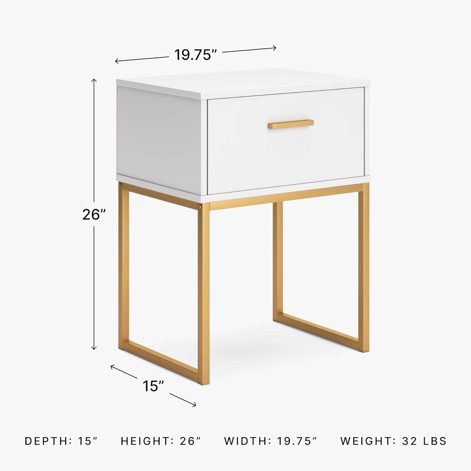 Signature Design by Ashley Socalle 1 Drawer Nightstand, White/Gold