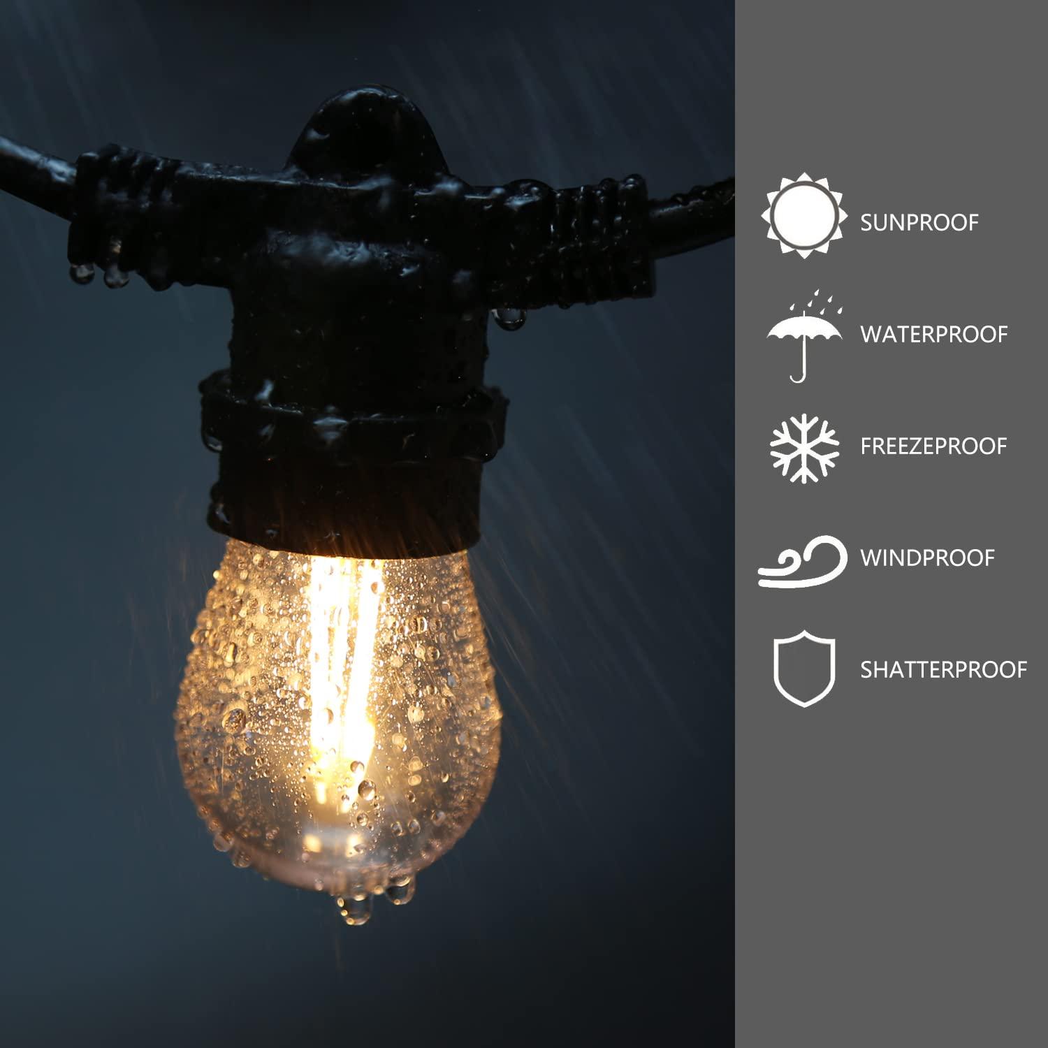 Svater Replacement Bulbs for Outdoor String Lights, 15 Pack S14 LED Bulbs for Patio, E26 Base 1W Bulb Equal to 11W Incandescent, Dimmable,Shatterproof 2700K Warm White