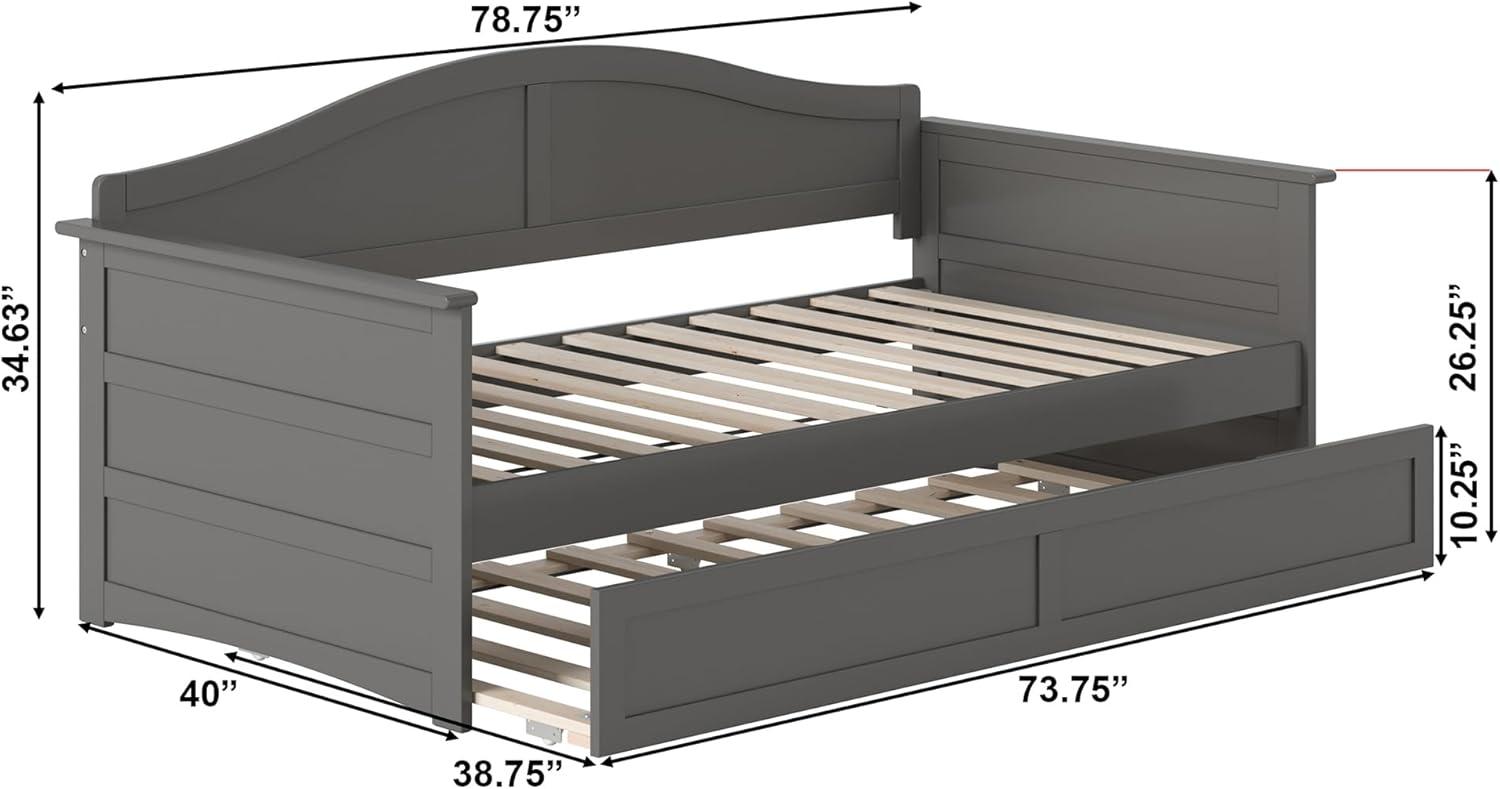 AFI Acadia Twin Wood Daybed with Twin Size Trundle in Grey