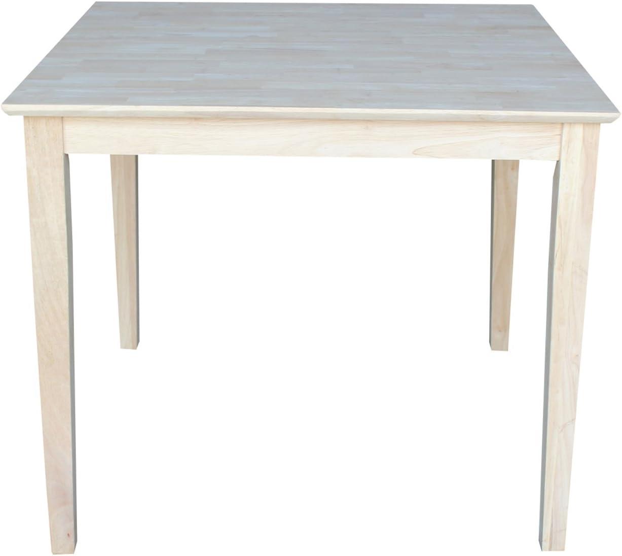 36" Square Solid Wood Table with Shaker Legs Unfinished - International Concepts