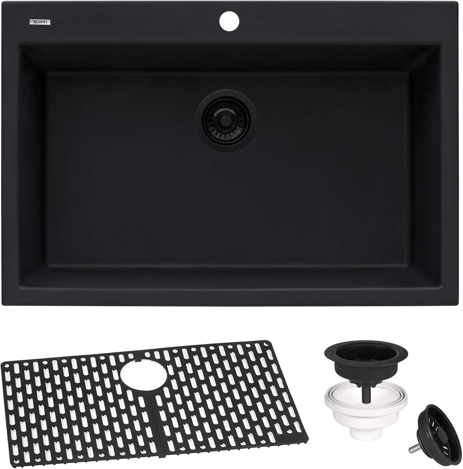 Ruvati 33 x 22 inch epiGranite Drop-in Topmount Granite Composite Kitchen Sink