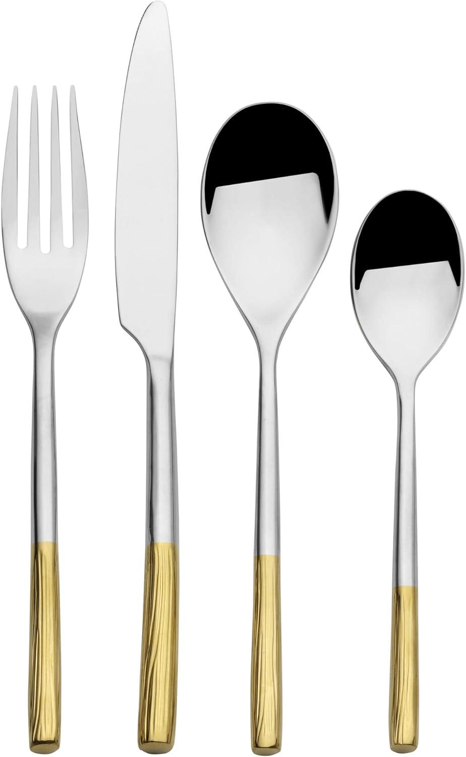 Duval Gold 16-Piece Forged Stainless Steel Flatware Set, Service For 4