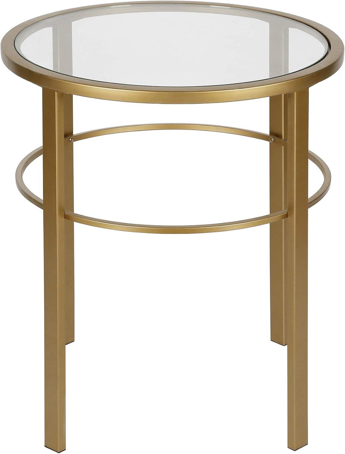 Evelyn&Zoe Gaia 20" Wide Round Side Table, Brass