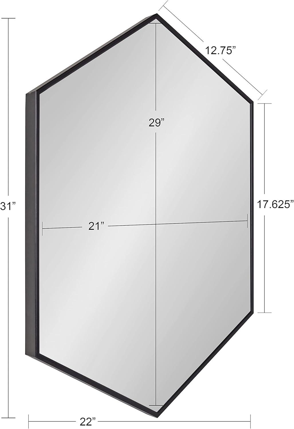 Kate & Laurel All Things Decor 22" x 31" Rhodes Hexagon Wall Mirror Black: Modern Style, No Assembly, Wall Mounted