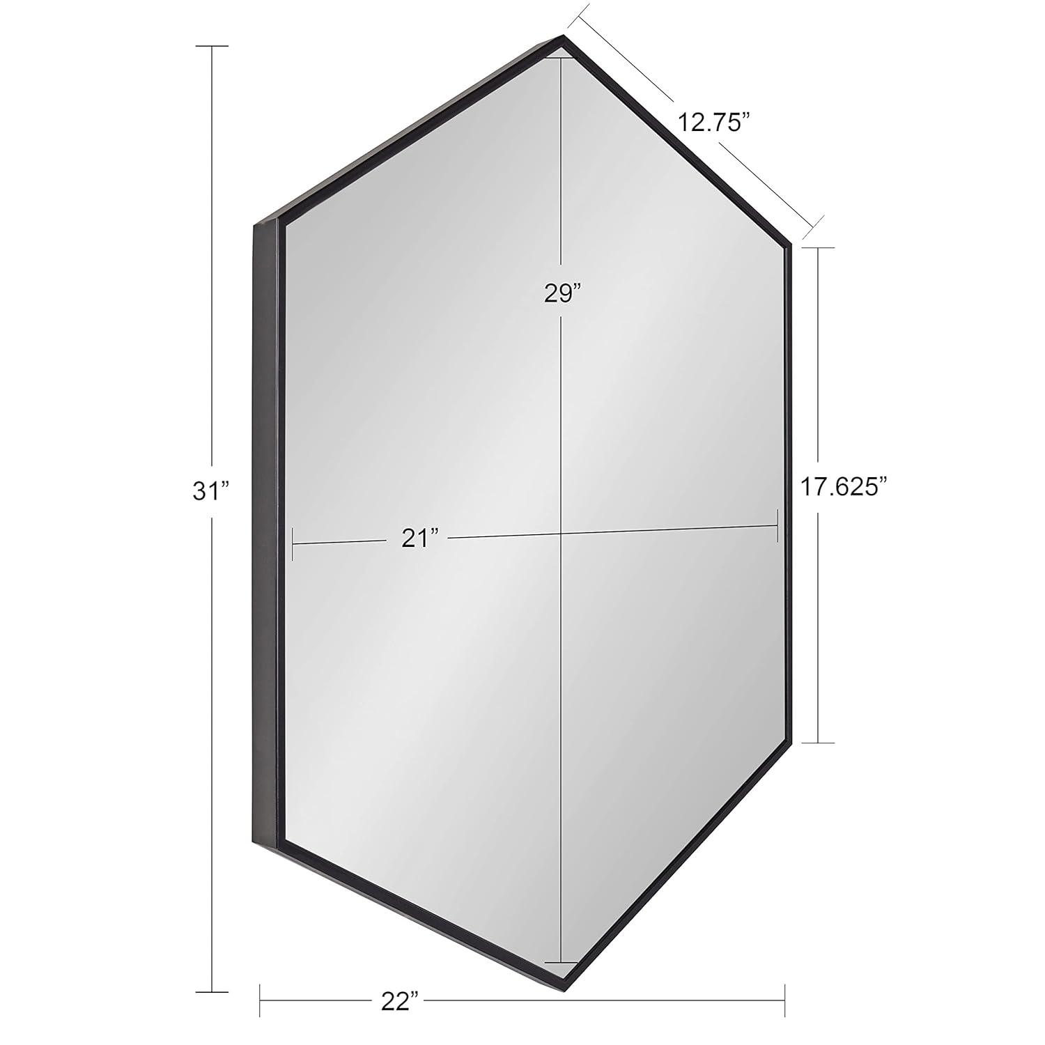 Kate & Laurel All Things Decor 22" x 31" Rhodes Hexagon Wall Mirror Black: Modern Style, No Assembly, Wall Mounted