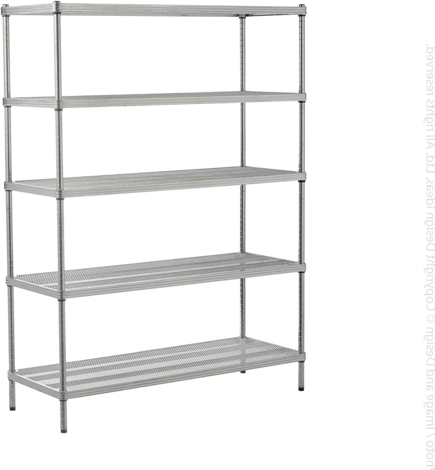 Silver MeshWorks Heavy-Duty 5-Tier Metal Storage Shelving Unit