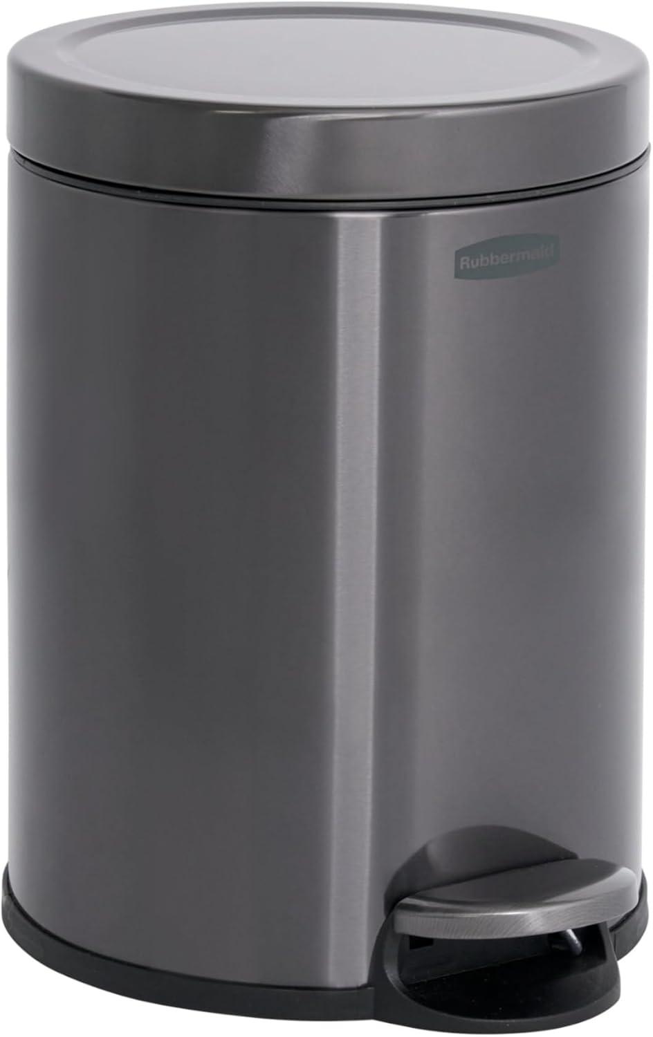 Rubbermaid 1.6 Gal. Stainless Steel Round Step-On Household Metal Trash Can
