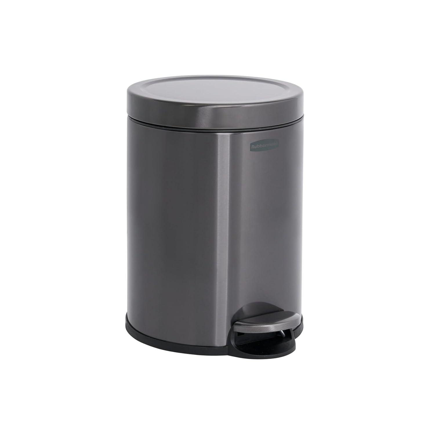 Rubbermaid 1.6 Gal. Stainless Steel Round Step-On Household Metal Trash Can