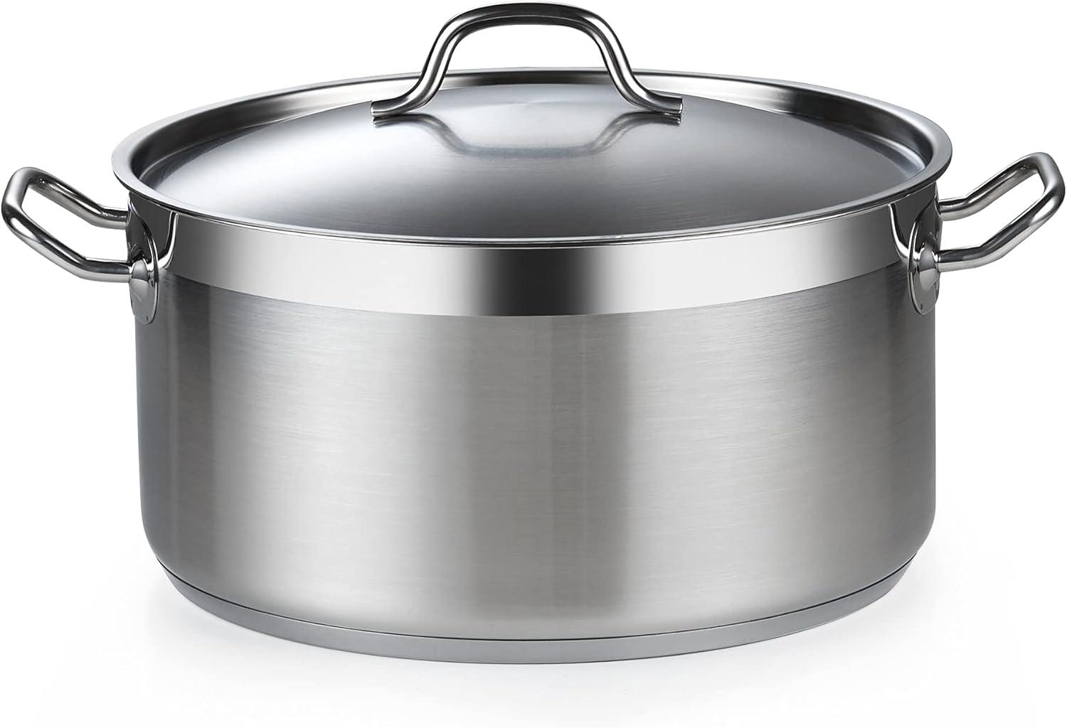 Cooks Standard Dutch Oven Casserole with Lid, 9 Quart Professional Stainless Steel Stockpots, Silver