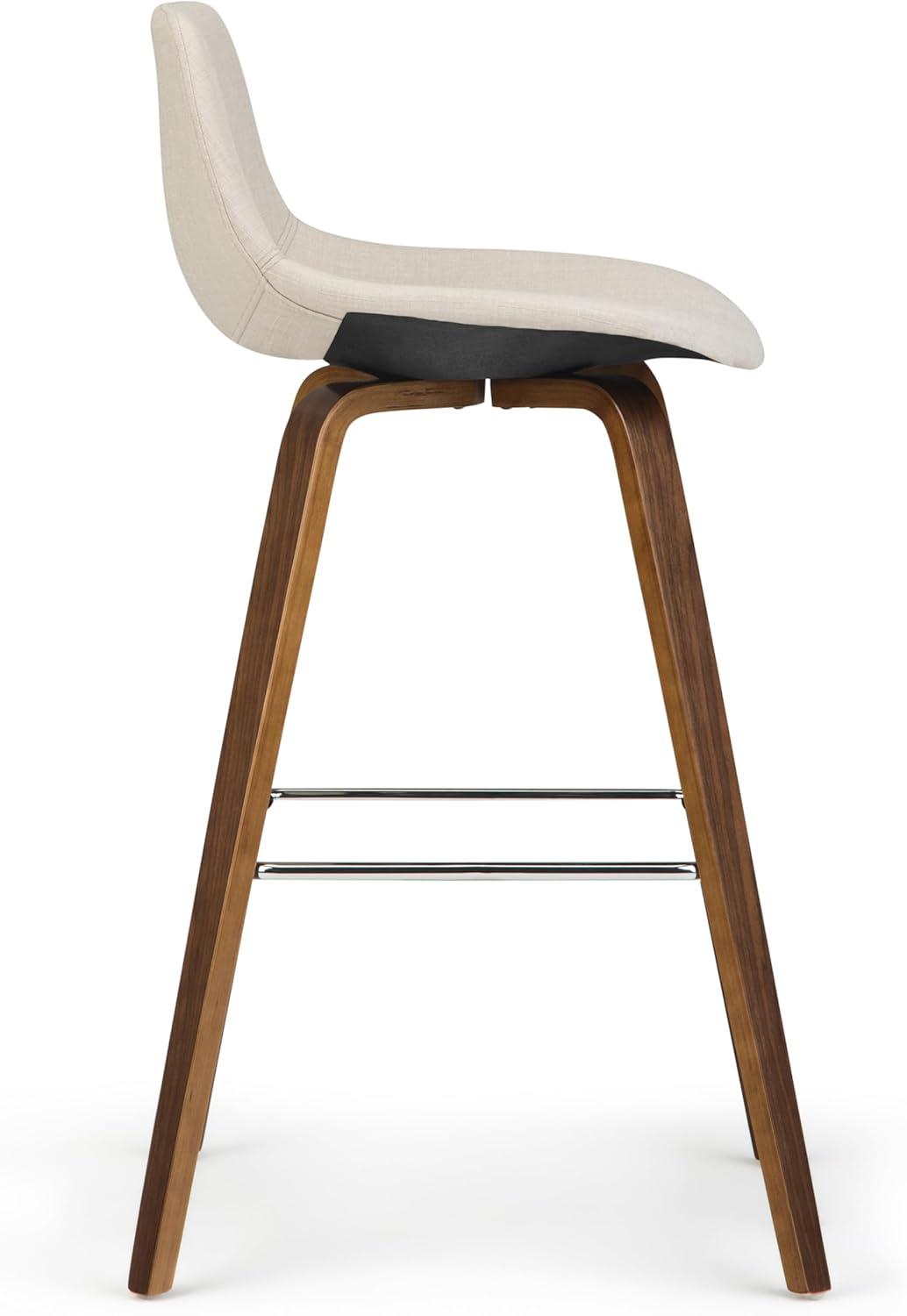 Set of 2 Cacey Bentwood Counter Height Barstools Cream - WyndenHall: Mid-Century, Chrome Legs, Foam Padding