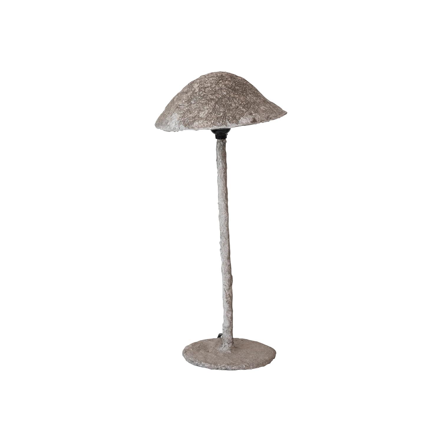 Creative Co-Op Handmade Paper Mache and Metal Mushroom Table Lamp, Grey