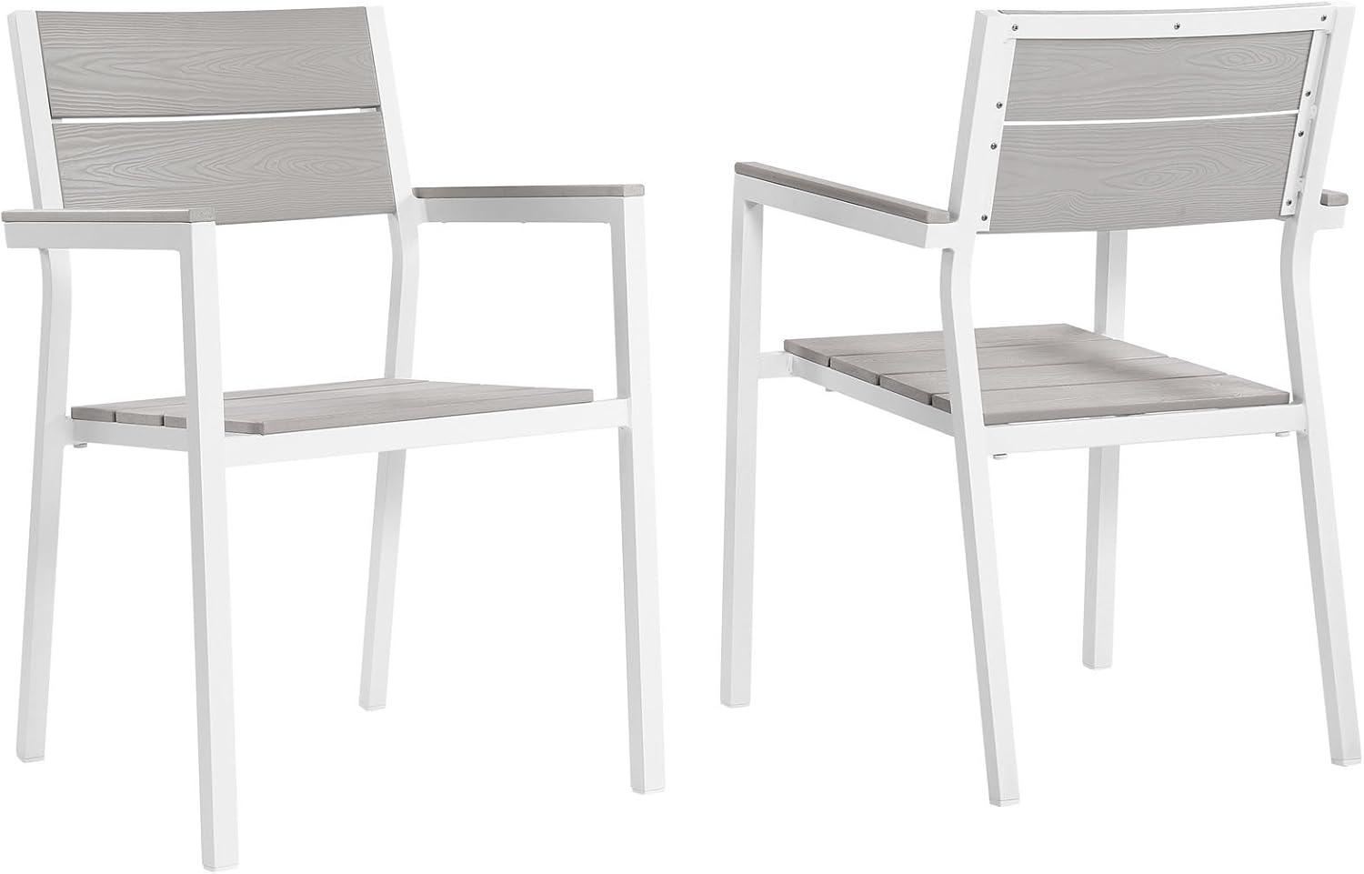 Maine White and Light Gray Aluminum Outdoor Dining Chairs