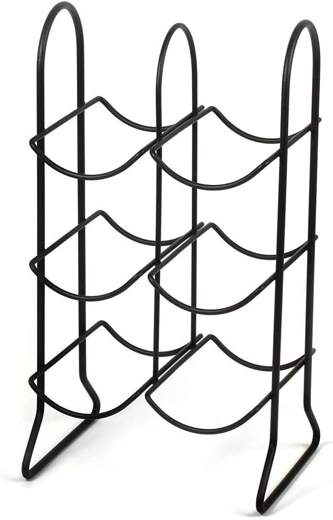 Black Steel 6-Bottle Countertop Wine Rack