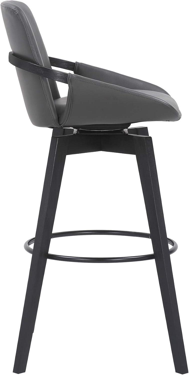 30" Baylor Faux Leather Wood Swivel Barstool Gray/Black - Armen Living