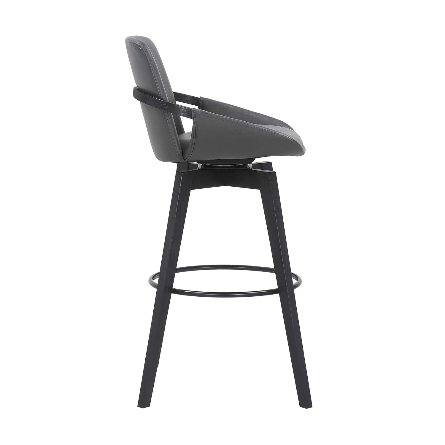 30" Baylor Faux Leather Wood Swivel Barstool Gray/Black - Armen Living