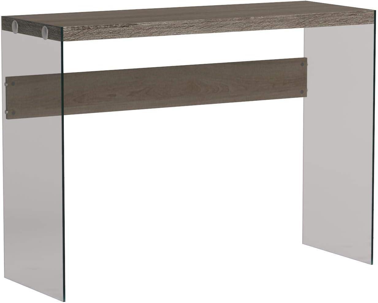 Accent Table Console Entryway Narrow Sofa Bedroom Tempered Glass Brown