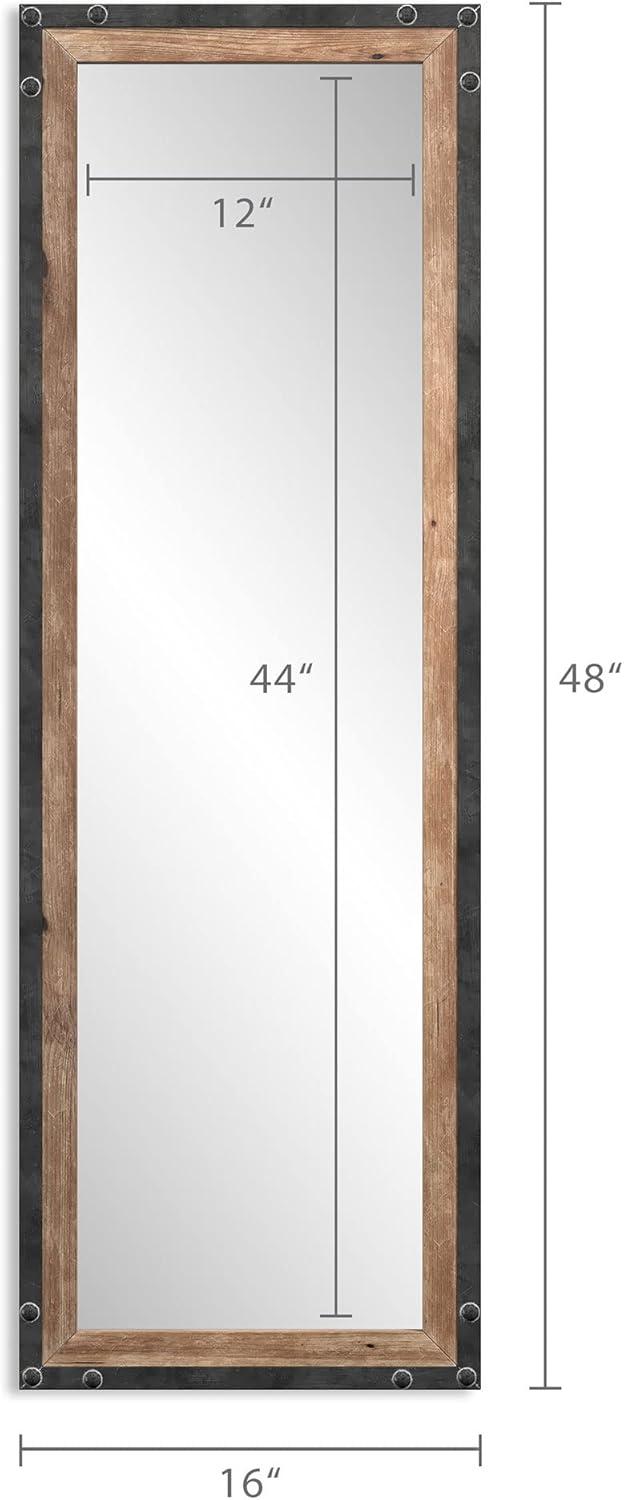 Barnyard Designs 16x48 Leaner Floor Mirror Full Length, Large Rustic Wall Mirror, Free Standing Leaning Hanging Wood and Metal Mirror Full Size, Farmhouse Long Mirror Bedroom Living Room, Brown