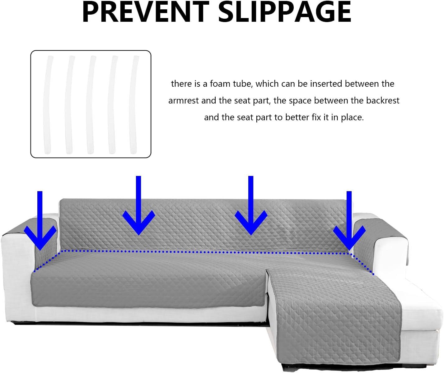 Double Side L Shape Couch Cover Sectional Sofa Covers Set Chaise Couch Cover Slip Covers for Sofas Couches Sectional Furniture Protector Cover (Large,Light Grey)