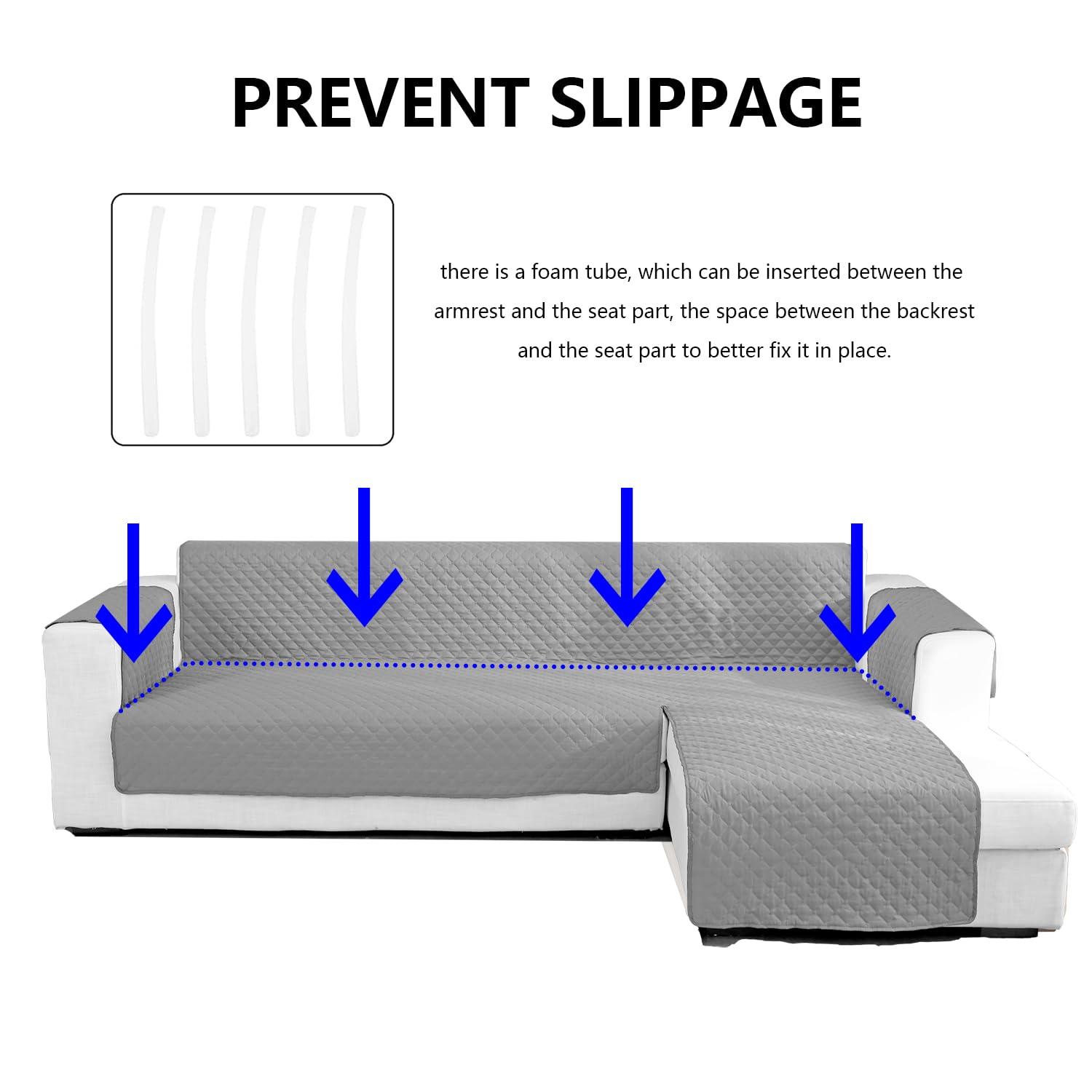Double Side L Shape Couch Cover Sectional Sofa Covers Set Chaise Couch Cover Slip Covers for Sofas Couches Sectional Furniture Protector Cover (Large,Light Grey)