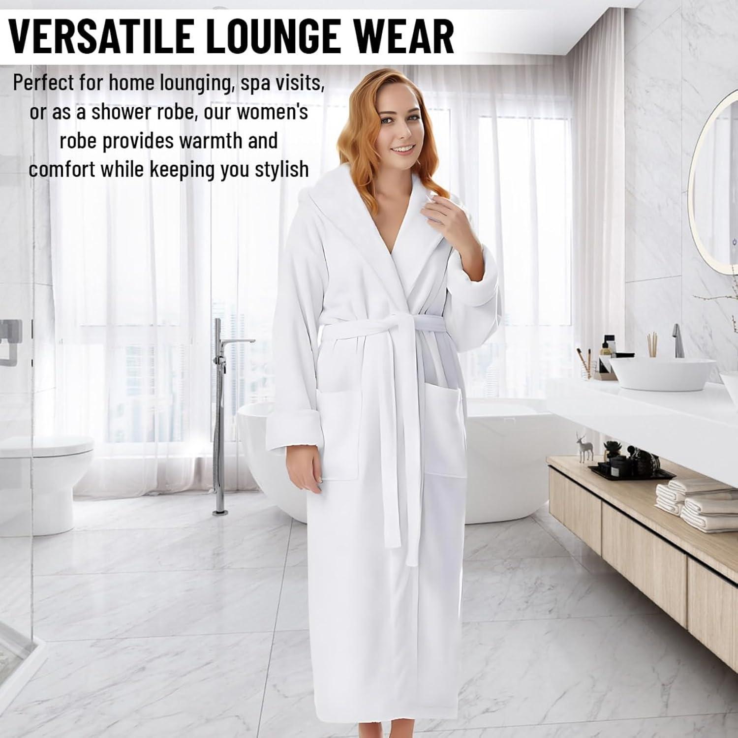 White Cotton Terry Shawl Collar Unisex Bathrobe