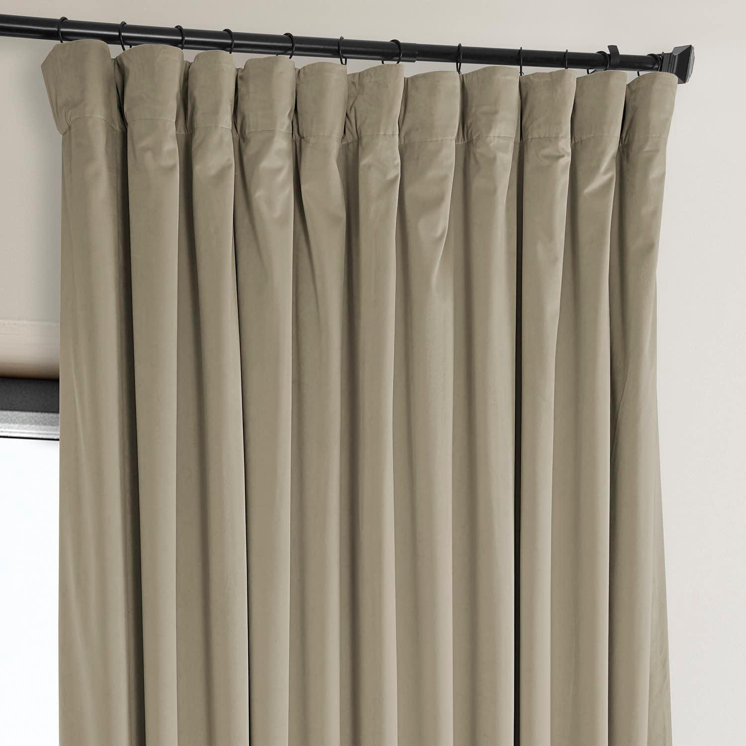 HPD Half Price Drapes Light Beige Heritage Plush Velvet Room Darkening Curtains for Bedroom & Living Room Curtains (1 Panel), Window Curtains 84 inches long, Extra Wide Curtains & Drapes, 100W X 84L