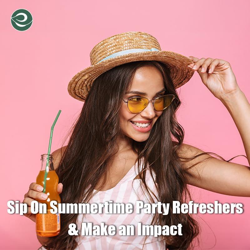 ECO SOUL 100% Compostable Straws [100 Count] [8.25"] Eco-Friendly Biodegradable Sustainable Disposable Straws, Cocktail Cold Drink Smoothie Bendable Straws