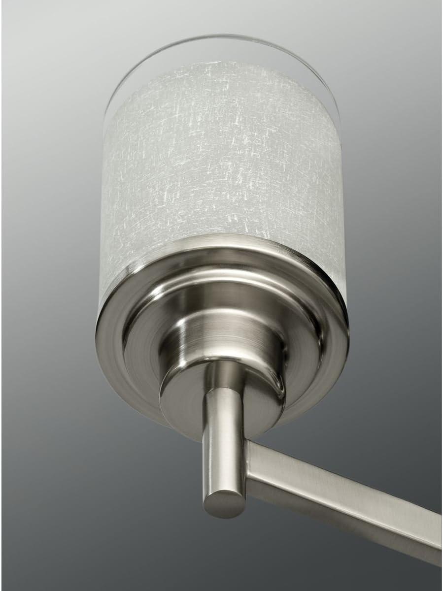 Progress Lighting Alexa 9-Light 2-Tier Chandelier, Brushed Nickel, Textured White Linen Glass