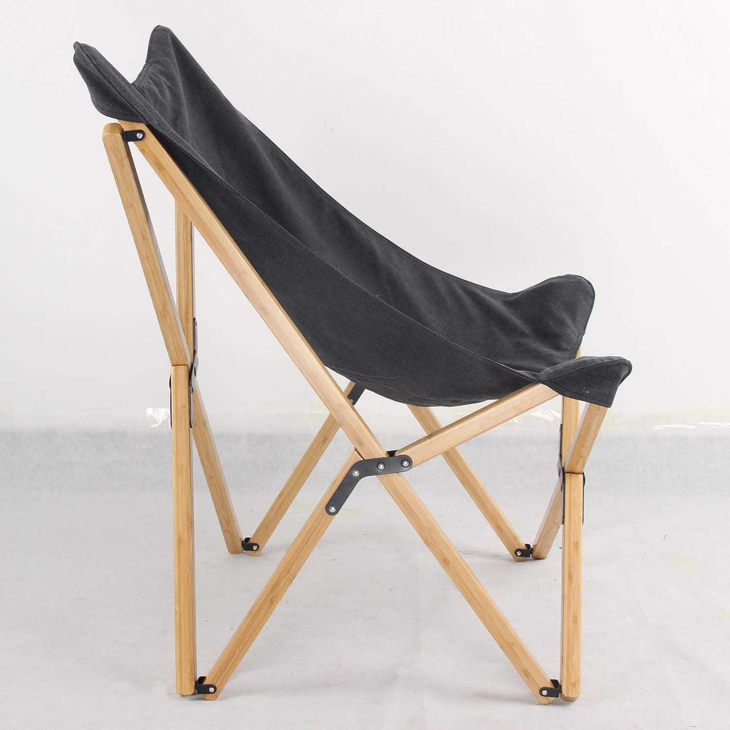 AmeriHome Canvas and Bamboo Butterfly Chair for Adults- Black