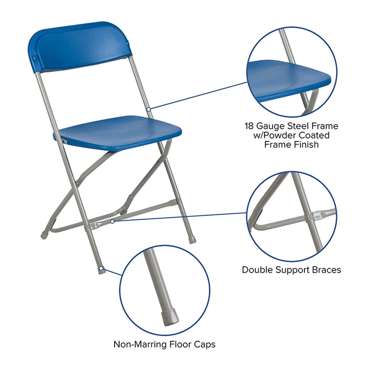 Flash Furniture Hercules Series Plastic Folding Chair Blue - 10 Pack 650LB Weight Capacity Comfortable Event Chair-Lightweight Folding Chair
