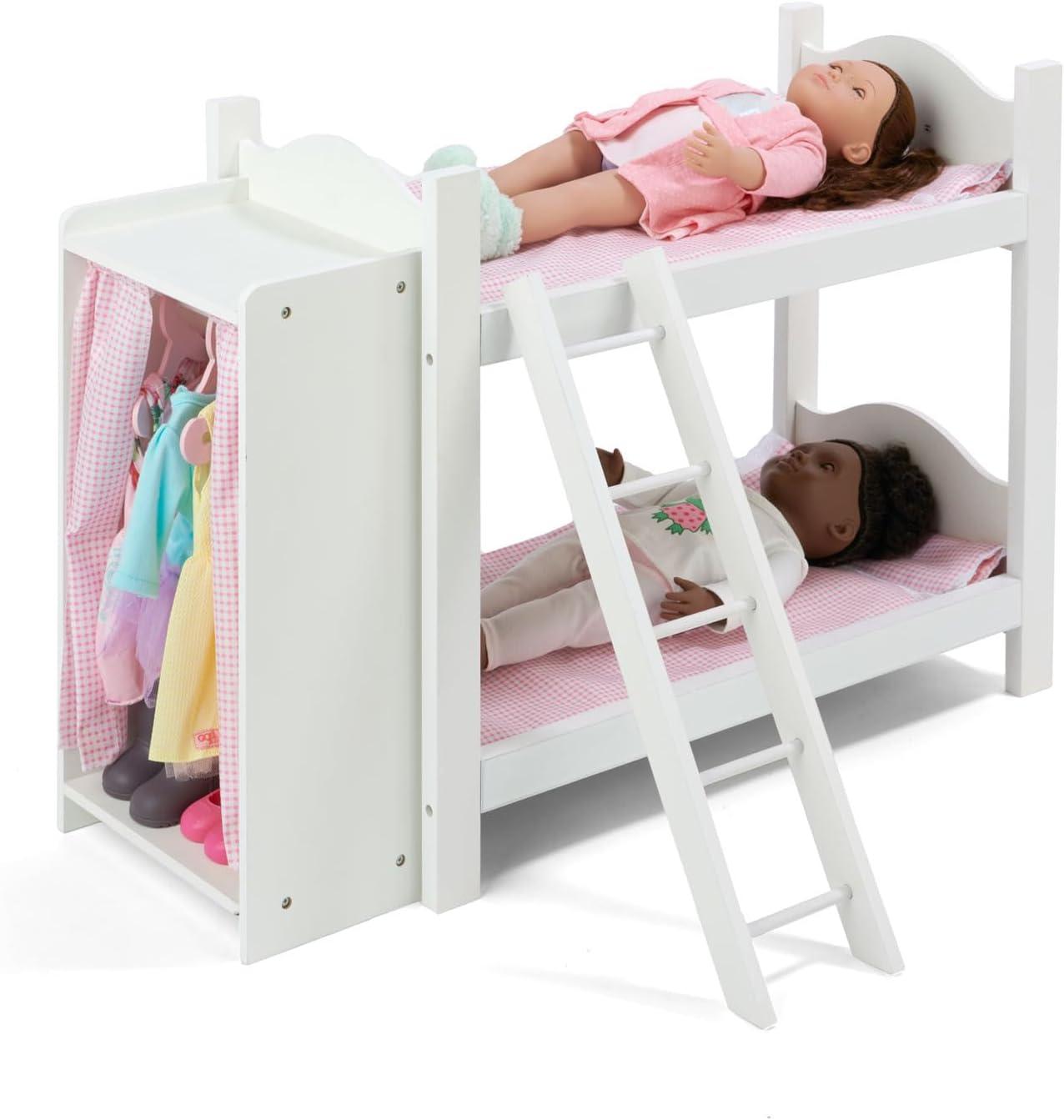 Badger Basket Bunk Beds with Ladder and Storage Armoire for 20" Dolls