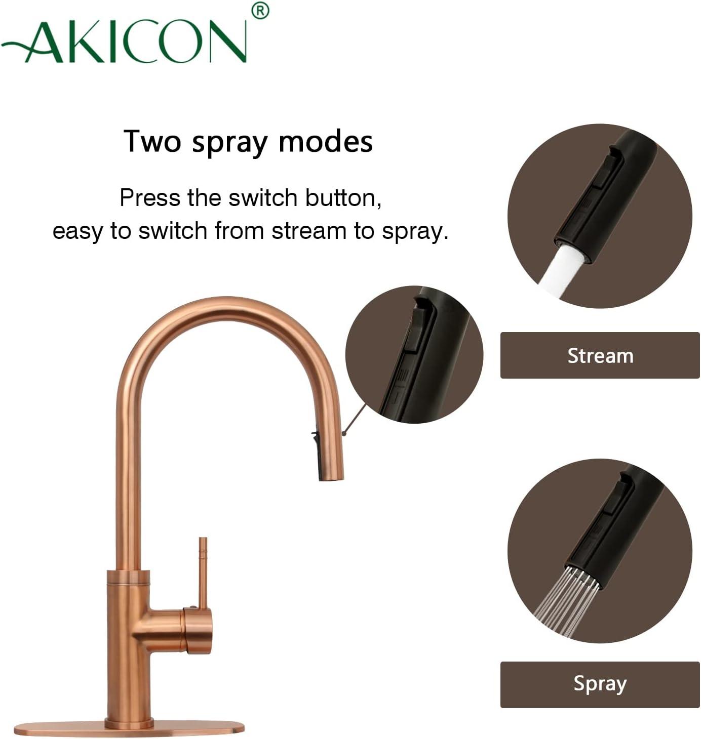 Copper Single Handle Pull Down Kitchen Faucet with Deck Plate