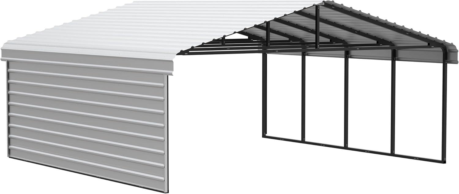 Arrow 20 x 20 ft Carport with 1-sided Enclosure