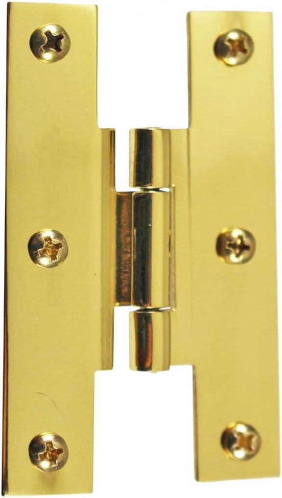 Polished Brass 3" Offset H Cabinet Hinge with Hardware