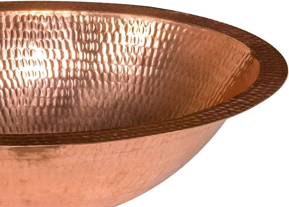 17" Oval Under Counter Hammered Copper Bathroom Sink
