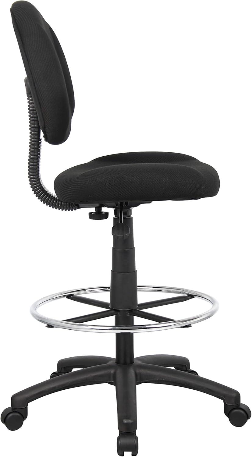 ErgoFlex Black Nylon Adjustable Drafting Swivel Chair with Footring