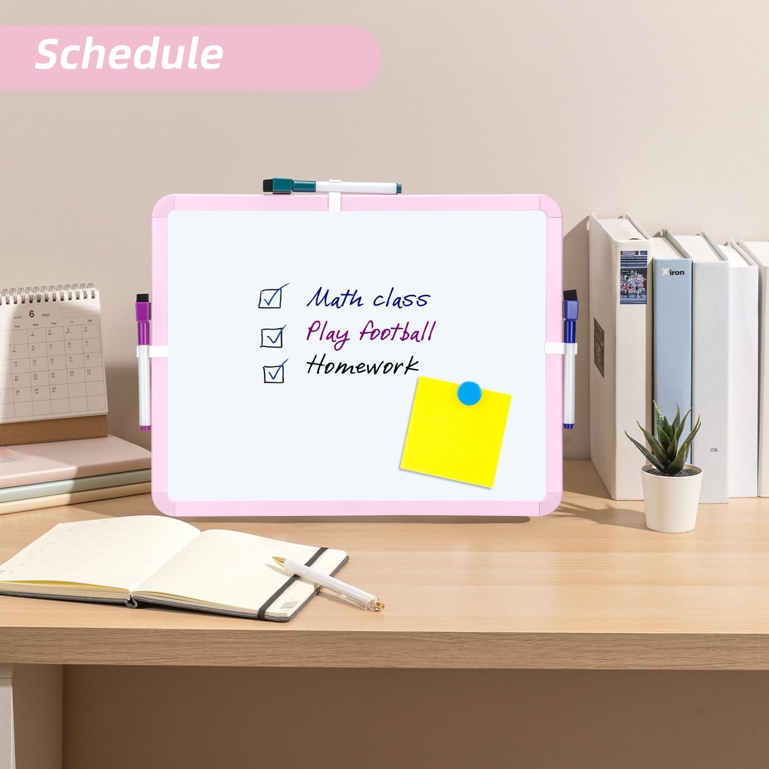 VUSIGN Small White Board Dry Erase, 14'' x 11'' Magnetic Dry Erase Board, Mini Whiteboard with Markers for Kids, Students, Fridge, Wall, Locker